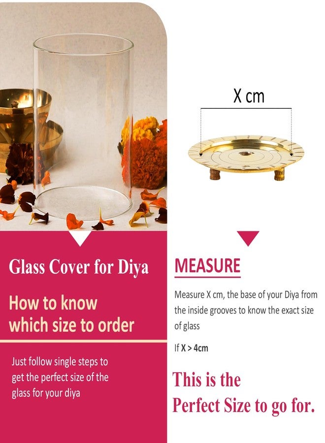 كلاسيك غطاء زجاجي صغير الحجم من زجاج البوروسيليكات الكلاسيكي لمصابيح نافجيوتي ديا - واقي من الرياح لمصابيح أكهاند جيوتي، مناسب لشموع الشاي وشموع الشاي LED، ارتفاع 2.6 بوصة، عرض 1.57 بوصة | عبوة من قطعة واحدة - Image 4